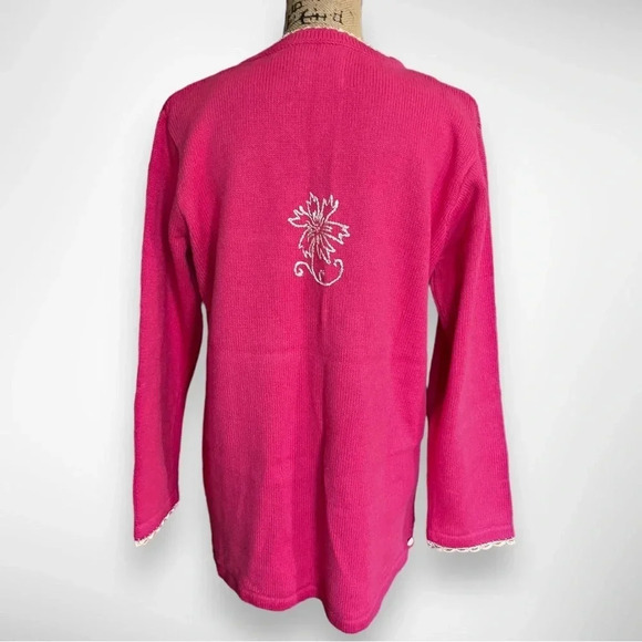 STORYBOOK KNITS Vintage Henna Floral Pink Cardigan W/ Embroidery Medium NWT - Picture 3 of 14